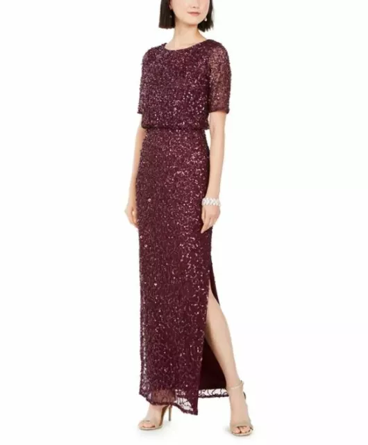 Adrianna Papell Beaded Gown Purple Size:6 MSRP $289