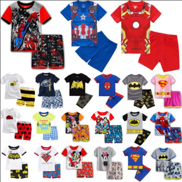 2Pcs Kids Boys Girls Cartoon Sleepwear Nightwear Pj's Pyjamas Summer Outfits Set