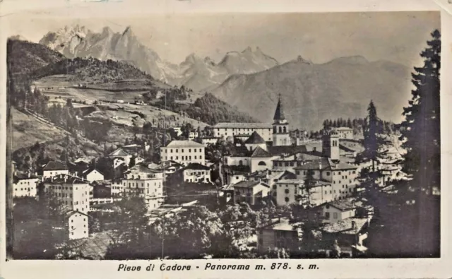 PIEVE di CADORE VENETO ITALY~PANORAMA 878m~1930s PHOTO POSTCARD TO IRONWOOD MI