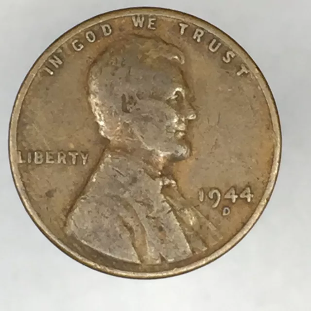 1944 Lincoln Wheat Penny Denver Mint One Cent Coin Rim Error "L" In Liberty 1C