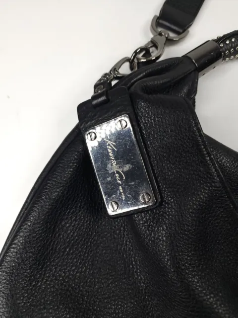 KENNETH COLE REACTION Black Inspired Leather Med Hobo Shoulder Bag ...