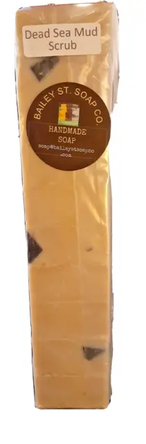 Dead Sea Mud Scrub  Cold Processed Handmade soap loaf,  10 precut bars