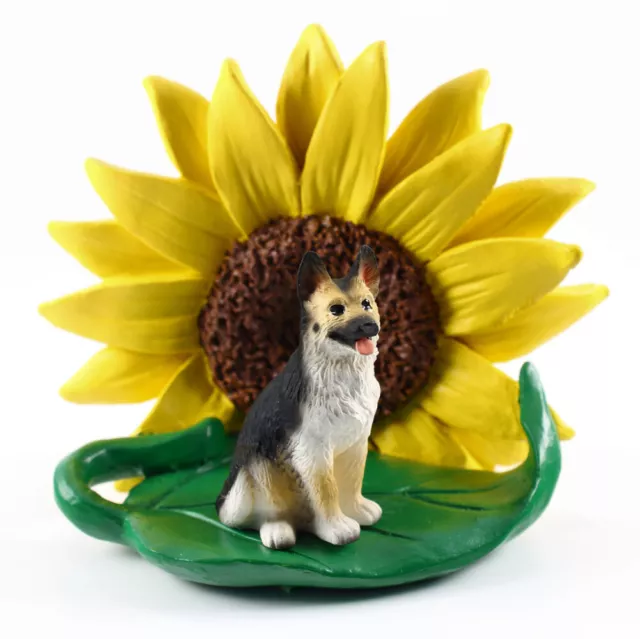 German Shepherd Sunflower Figurine Tan/Black