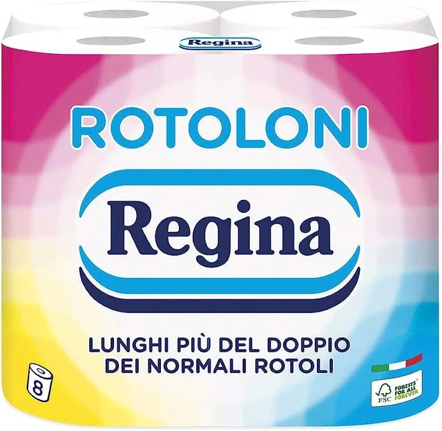 Set 8 Rotoli Rotoloni Regina Carta Igienica 500 Strappi 2 Veli 61 Metri Maxi