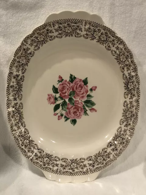 Sebring Pottery Co USA 'China Bouquet' Oval Platter 14” x 11” C-48 22 K Gold
