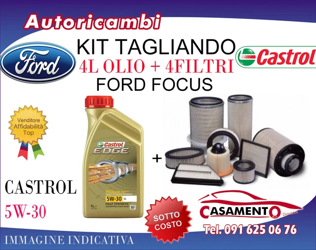 Kit Tagliando 4 Filtri Per FORD FOCUS III 1.6 TDCI 115 CV Dal 2011 | Filtro Aria, Olio, Carburante, Aria Abitacolo + Omaggio Liquido Tergivetro