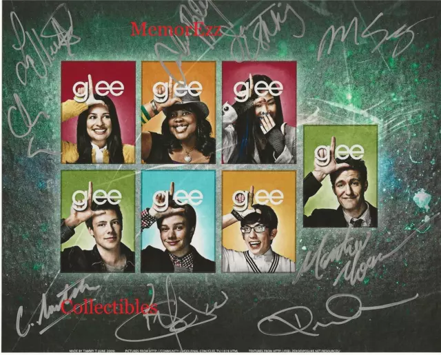 GLEE Dianna Agron / Lea Michele +7 CAST SIGNED Autographed 8x10 Color Photo