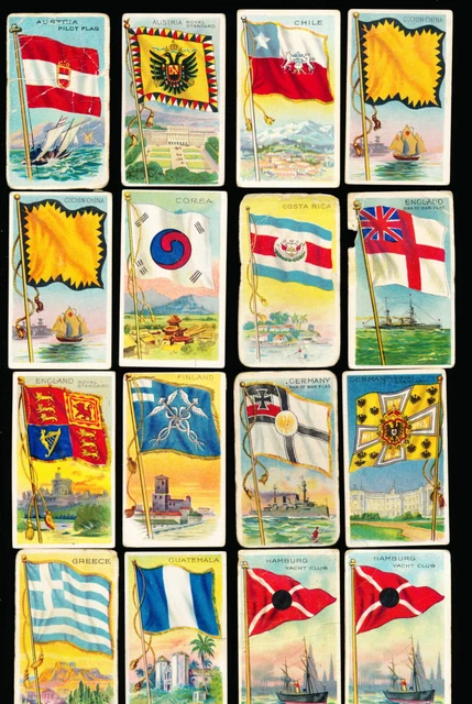 1909 T59 Flags - Lot of 55 tobacco cards - Recruit black or blue "All Nations"