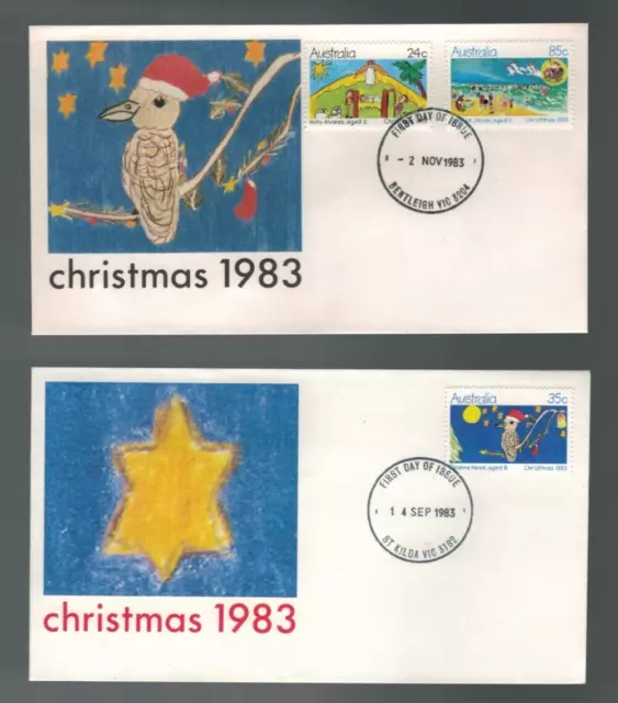 1983 Australia Christmas Issue Set Of 2 First Day Cover's, FDC