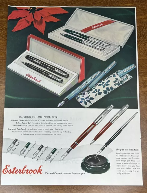 1955 Vintage Print AD Esterbrook Pen and Pencil Sets Fountain Pen Christmas SEP1