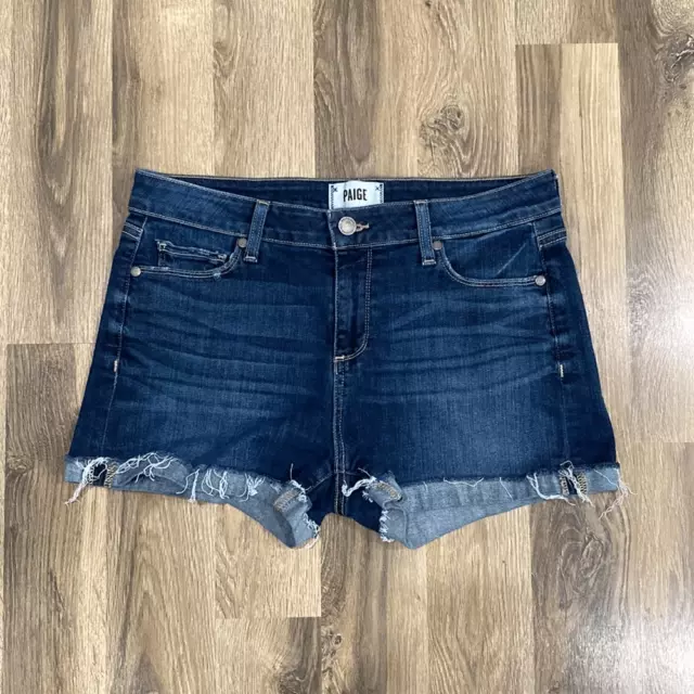 PAIGE  Jimmy Jimmy Short” Womens Size 28 Cut-Off Roll Up Fray Denim Jean Shorts