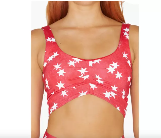 NWT Hurley Star Spangled Pleated Crop Bikini Top Size Large MSRP $45