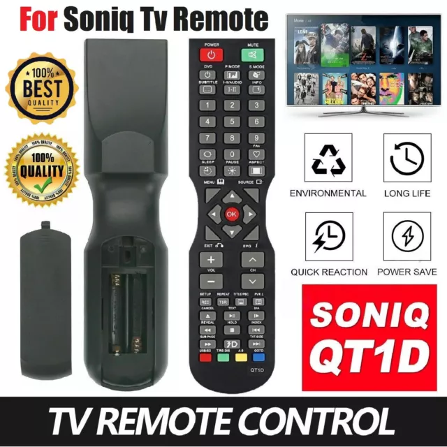 Original OEM For SONIQ TV Remote Control (QT166, QT155, QT155S) QT1D NO SETUP