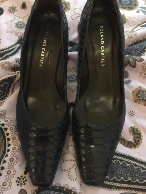 ROLAND CARTIER COURT shoes 6.5 navy blue kitten heel 3