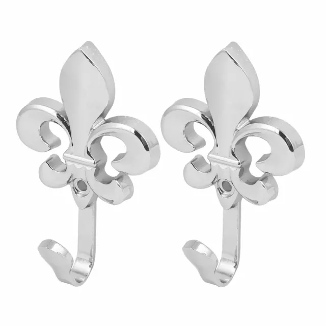 Towel Coat Cup Umbrella Single Hook Flower Shape Metal Wall Hanger Silver 2pcs