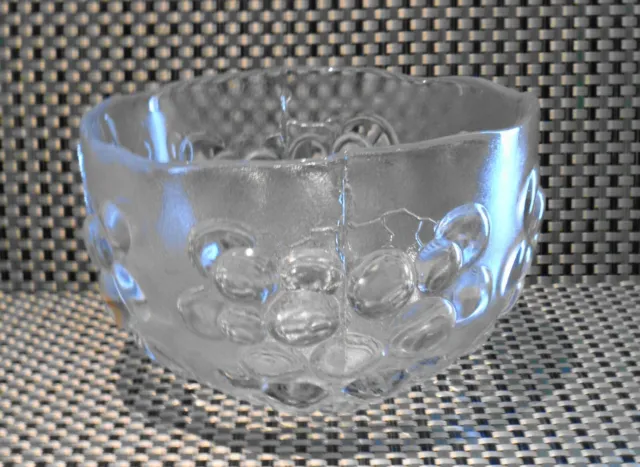Large  Kosta Boda Crystal Bowl With Grape (Kosgrap) Design By Ann Warff