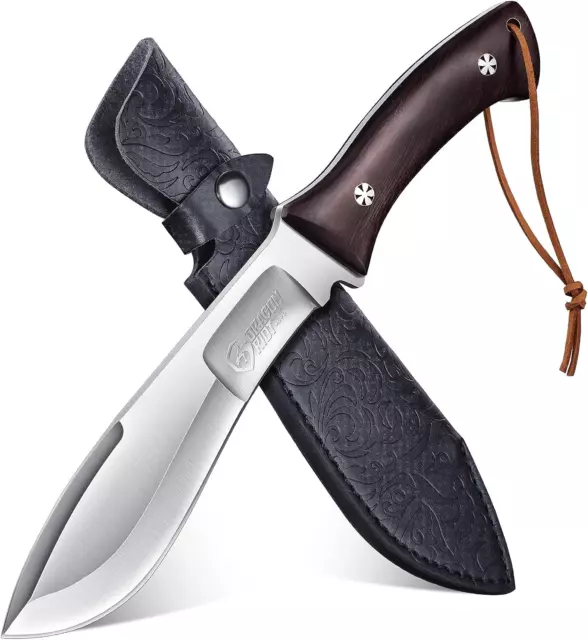 DRAGON RIOT Outdoor Survival Messer mit Scheide, Jagdmesser Feststehende Klinge