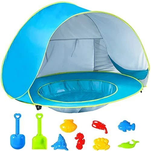 Baby Beach Tent with Pool, Pop Up Beach Play Tents for Toddler or Infant