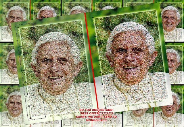 Mongolie 2008 Pape Benedict Imperforé + Perf M/S x20 MNH  en Gros