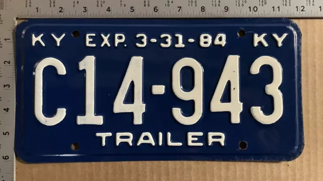 1984 Kentucky trailer license plate C14-943 YOM DMV for your fifth wheel 13467