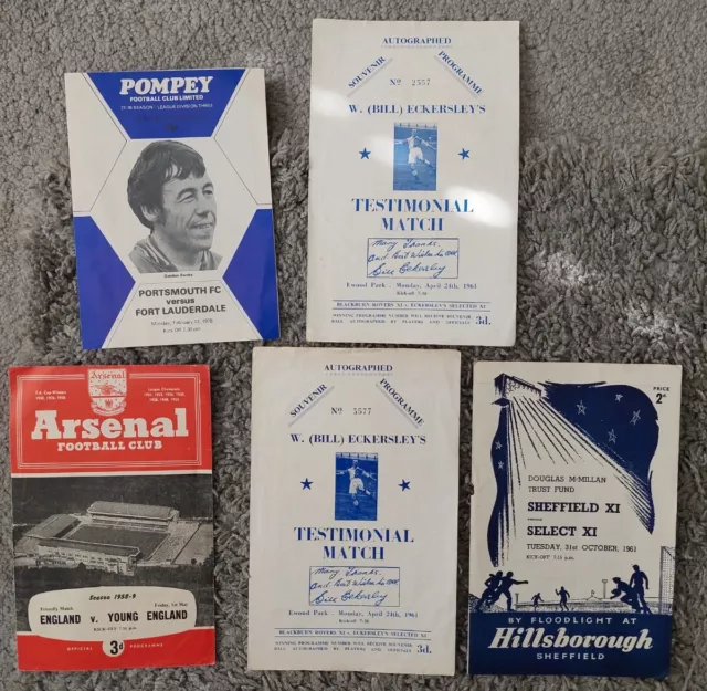 5 Programmes Featuring Bobby Charlton Manchester United 1959-1978 England