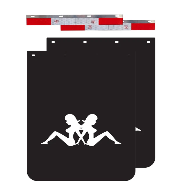 24"*30" Mud Flaps & 24"*3"Reflector Strips For Semi-truck Trailer Heavy Duty