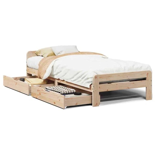 BED FRAME WITHOUT Mattress 90x200 cm Solid Wood Pine vidaXL £203.26