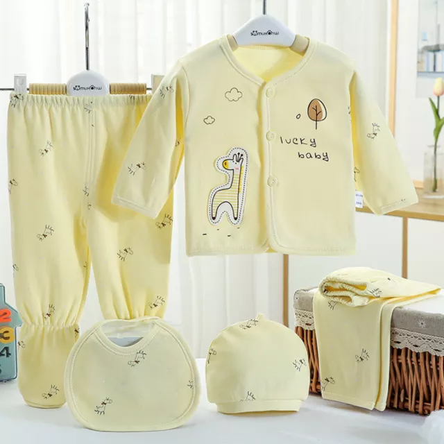5 pz top a maniche lunghe cartoni animati neonate bambine + cappello + pantaloni + set abiti bavaglino 7