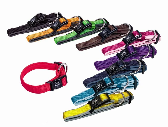 Nobby Classic Preno Hundehalsband Nylon Neopren XS-XL 10 Farben mit Sicherung