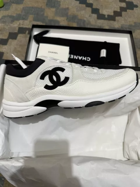 CHANEL WHITE BLACK CC Logo Trainers Sneakers EU 39 UK 6 £800.00 - PicClick  UK