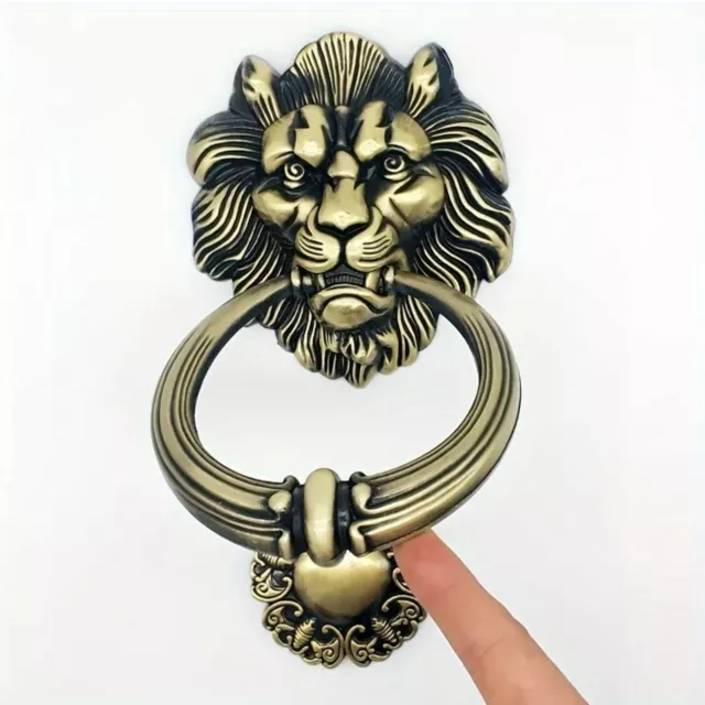 B✊🏼Vintage Hand Made Large Solid Stainless steel Lion Head Door Knocker home 2