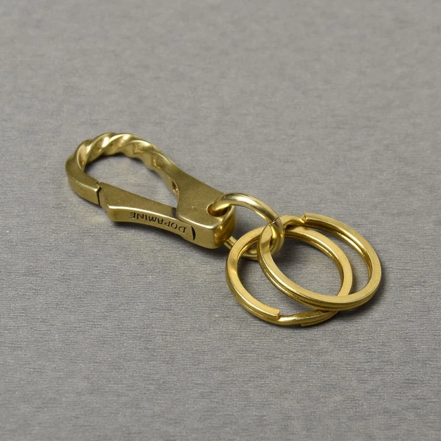 Solid Brass Quick Release Keychain Detachable Key Ring Split Ring Key Snap Hook