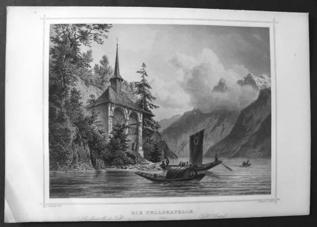 Tellskapelle Uri Kirche Schweiz Svizzera gravure Stahlstich Rohbock Fesca