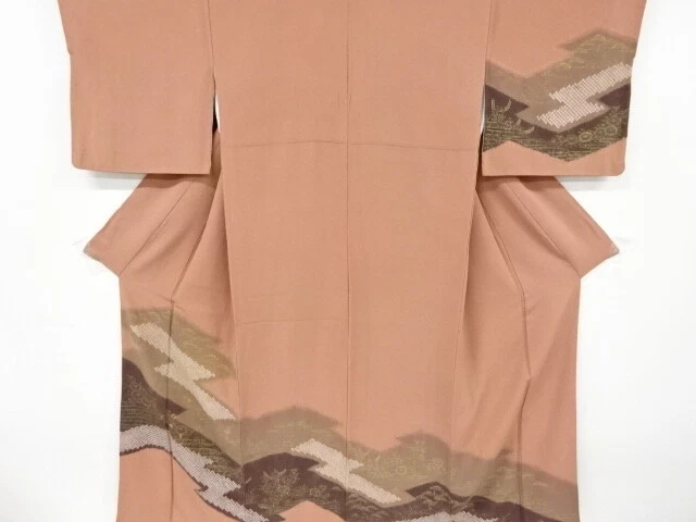 42896# Japanese Kimono / Vintage Homongi Kimono / Embroidery / Shibori / Kiku