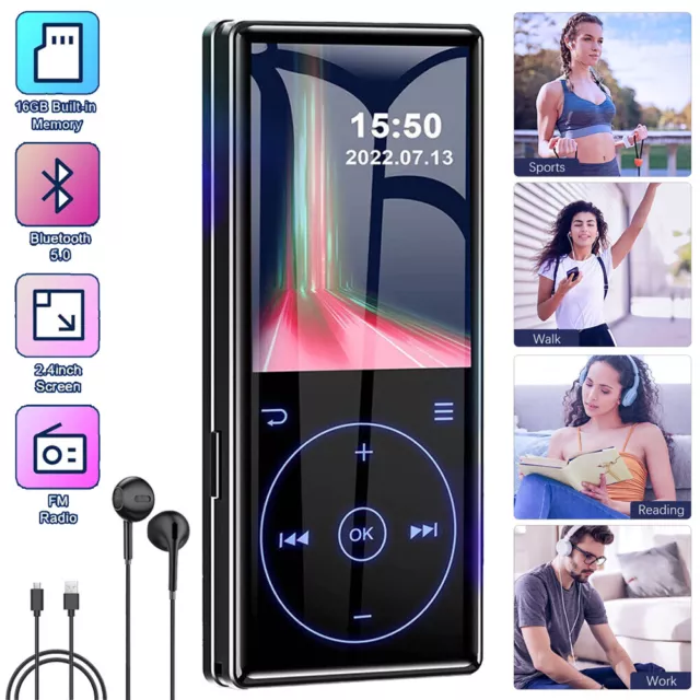 Bluetooth Music Player Digital Voice Recorder FM Radio Hi-Fi Sports MP3 Player