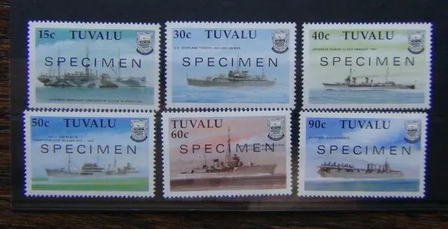 Tuvalu 1990 Segunda Guerra Mundial Buques 1ª serie Espécimen sobreimpreso LMM