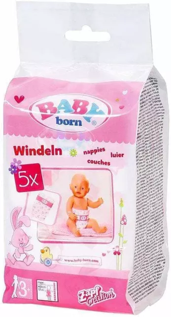 BABY Born Nappies 5 Pack  - BABY Born Accessories Easy For Small Hands