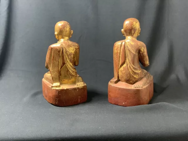 19th Century, Mandalay, A Set of Antique Burmese Wooden Seated Disciples 2