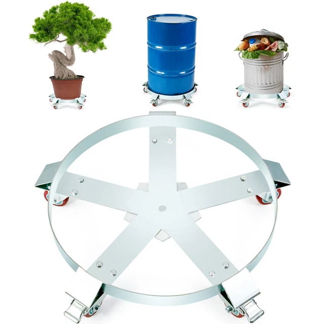 Fassroller Aus Q235-Stahl – 8 Lenkrollen, 907 Kg Tragkraft, Für 200-Liter-Fässer (Ø 62 Cm) – Blau, Mit Bremsen – Stabiler Fasswagen
