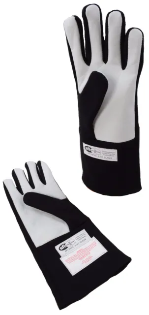 Sprint Car Racing Gloves Sfi 3.3/5 Double Layer Driving Gloves Black Small .