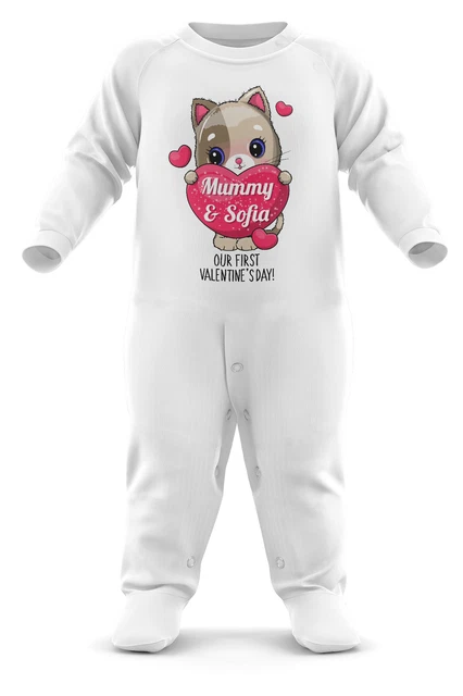 Tuta con pagliaccio gatto mummia e nome primo San Valentino bambina personalizzata