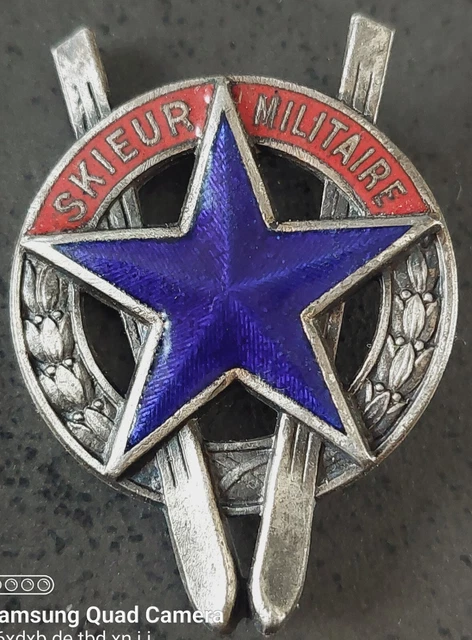 Insigne FFS Skieur Scolaire OSSU 1938 – Original Argenté émail, Bon état