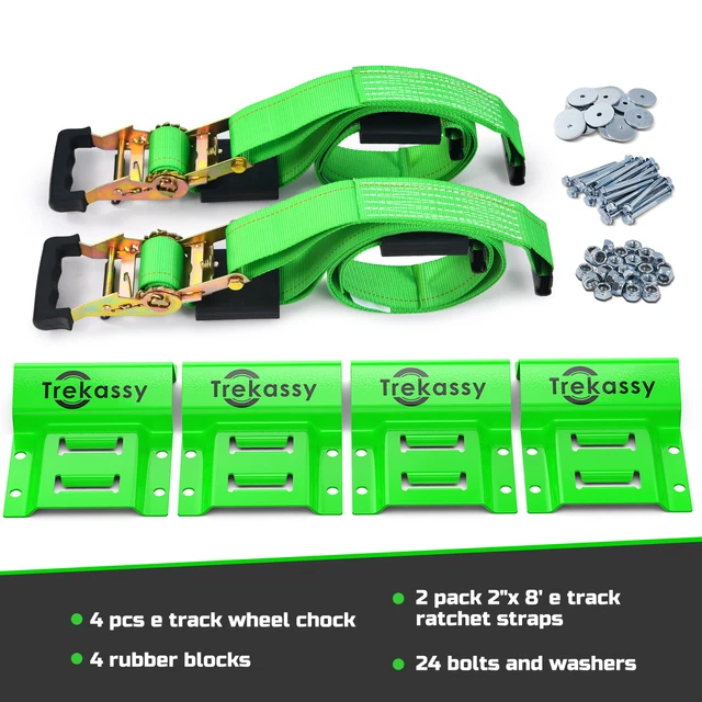 US Etrack ATV UTV Wheel Chock Trailer Tie Down Straps Heavy Duty Towing System