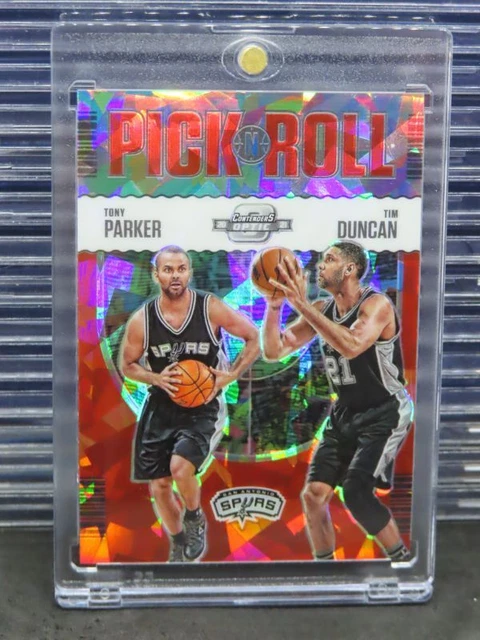 2020-21 Contenders Optic Tony Parker Tim Duncan Pick N Roll Red Ice Prizm #3