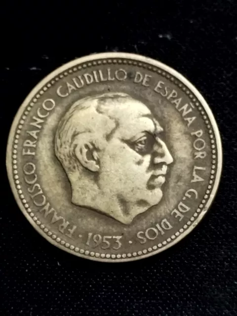 Moneda De 2,5 Pesetas De 1953 Francisco Franco Con Fallo De Acuñación !! 2
