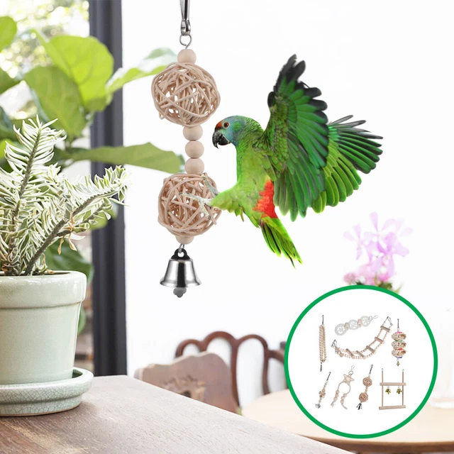 8 Pcs Vogel Spielzeug Vogeltränke Für Käfig Papagei Schaukel Die