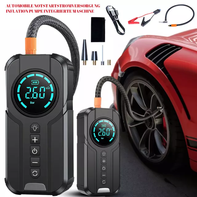 Auto KFZ Starthilfe Jump Starter 99800mAh Powerbank Kompressor Luftpumpe Notfall