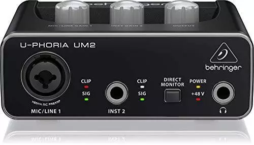 Bellinger UM2 U-PHORIA 2 Input 2 Output USB Audio Interface Black 1-Channel