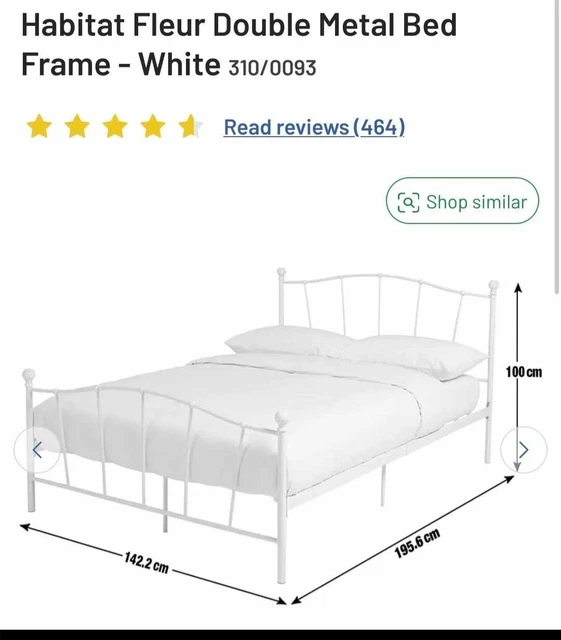 USED DOUBLE WHITE Metal Bed Frame Habitat £75.00 PicClick UK