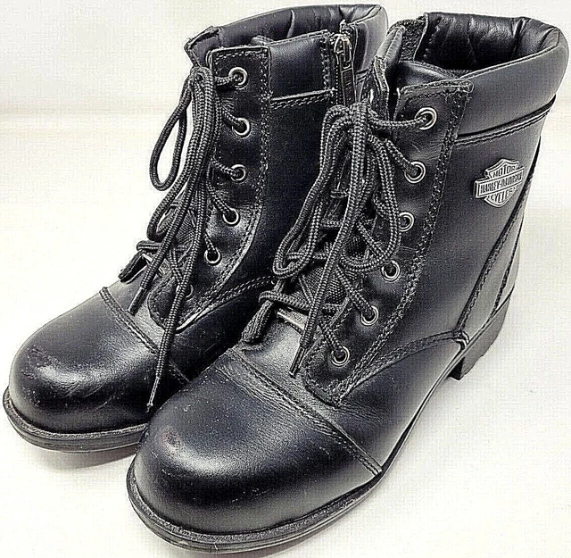 Harley Davidson Womens Raine Steel Toe Motorcycle Boots Side Zip D83883 USA 8.5M
